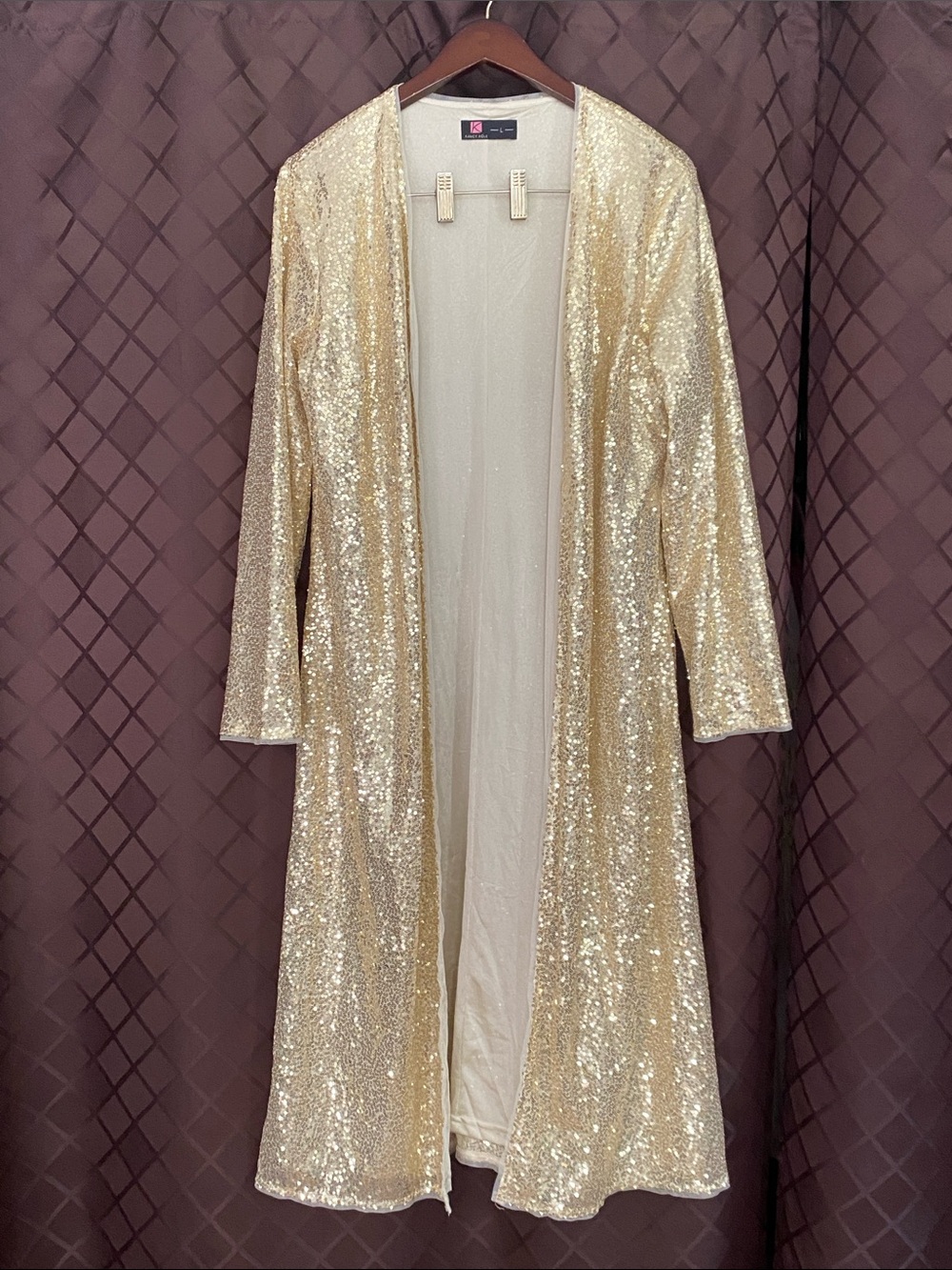 Kancy Kole Gold Sequined Long Jacket